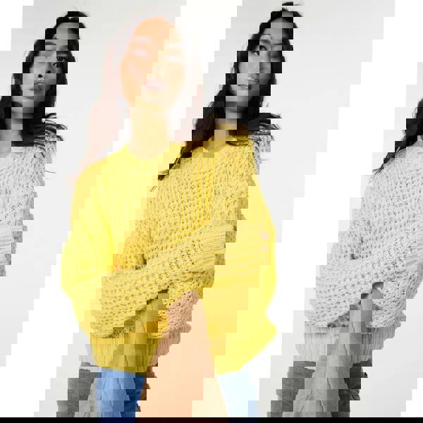 Pink Vanilla Waffle Knit Crop Jumper