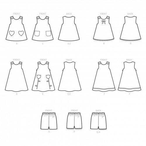 Simplicity Sewing Pattern 9318, Tops, Dresses, Shorts for Kids, CCB (1-2-3-4) - Easy