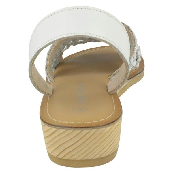Leather Collection Ladies Leather Collection Low Wedge Weave Slingback Mules