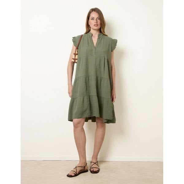 Blue Vanilla Cheesecloth Frill Sleeve Tunic