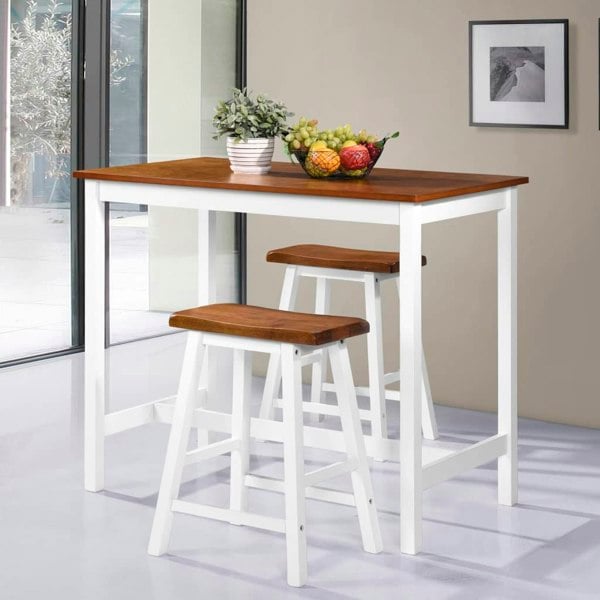 Berkfield Bar Table and Stool Set 3 Pieces Solid Wood