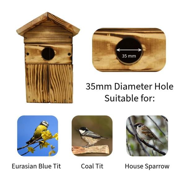 Snowdon Timber Bird Box - 35mm Entrance (L) 140mm (W) 130mm (H) 240mm