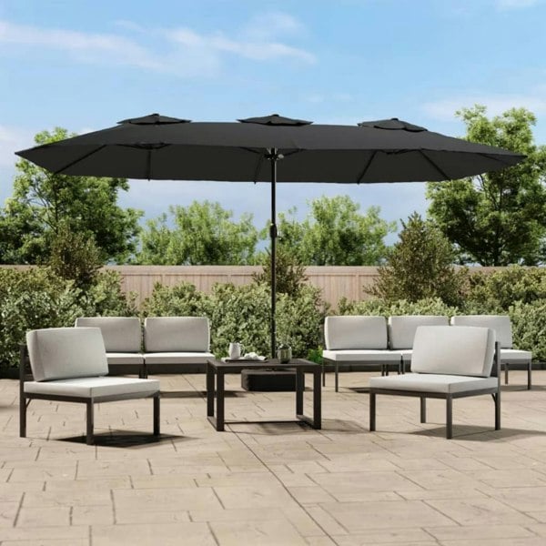 Berkfield Double-Head Parasol with LEDs Anthracite 449x245 cm