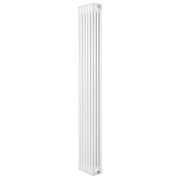 Traditional 4 column radiator in sleek white finish, measuring 1800 x 290mm, featuring a vertical design and smooth texture