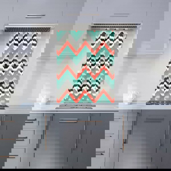 Warren Reed - Designer Geometric Colored Chevron Pattern Kitchen Splashback