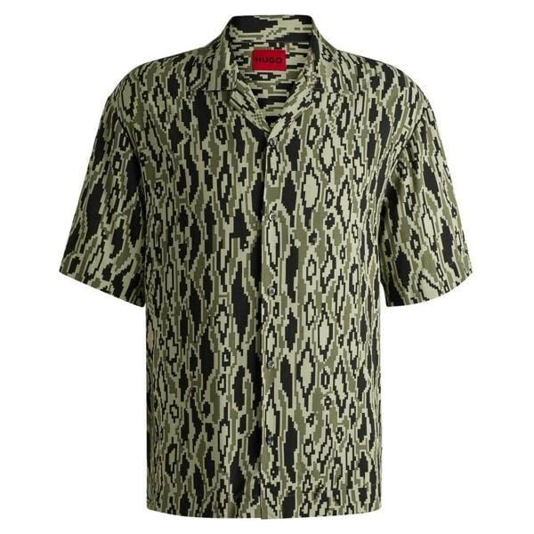 Hugo Mens Abstract Regular Short-Sleeved Shirt - Green - 