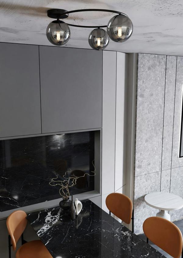 Emibig SOPRA Ceiling lamp  3 x E14 Black with Graphite Shade
