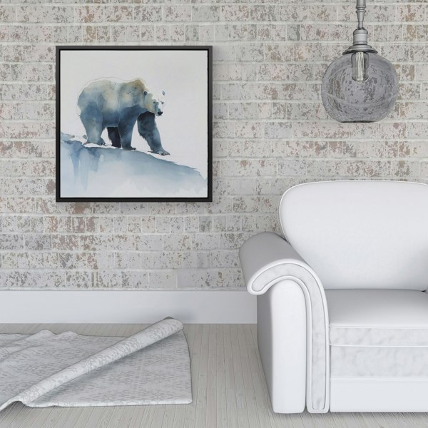 Warren Reed Polar Bear Watercolour Framed Canvas