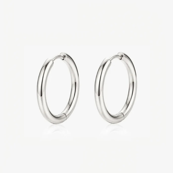 18k Gold or Silver Solid Hoop Earrings - 20mm 