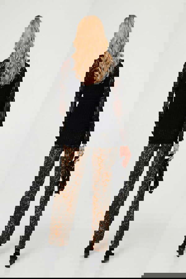 Black | Semi Sheer Mesh Layered Long Sleeve Top
