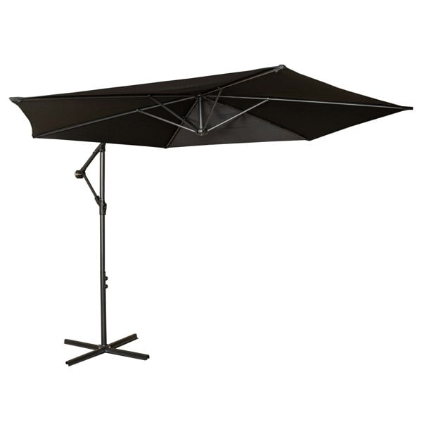 Samuel Alexander 3m Cantilever Parasol in Black with Crank Handle for Patio Garden Banana Parasol with UV Protection Outdoor Umbrella Sun Shade