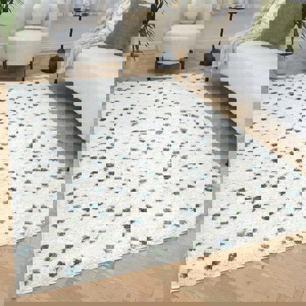 Moodi Shaggy Green Rug, Dots design, Underfloor heating | THE RUGS