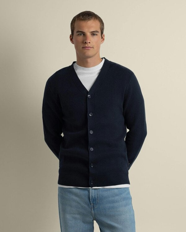 Larsson & Co Milano Knit V-Neck Cardigan - Navy