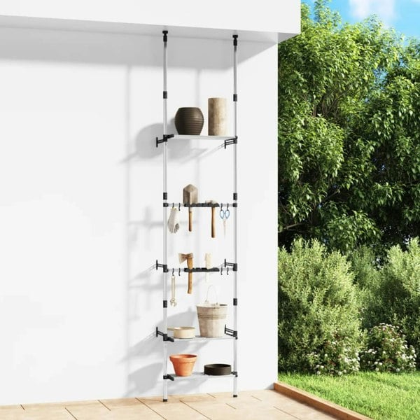 Berkfield Telescopic Garden Rack with 3 Shelves Silver Aluminium