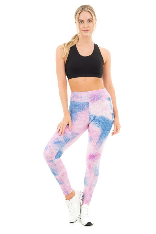Smart Living Women's High Rise Tie Dye Honeycomb Waffle Leggings - Pink