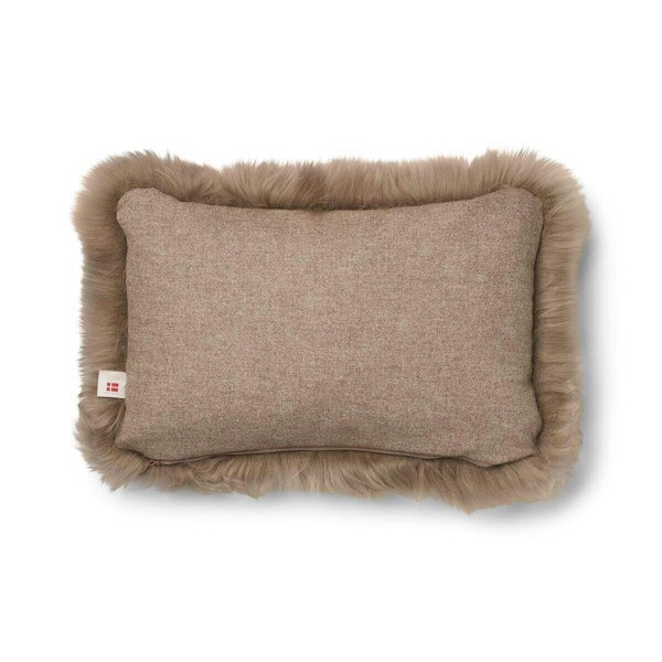 Natures Collection Long-Wool Sheepskin Cushion | 52x52 cm - Beige/Taupe - 34x52 cm