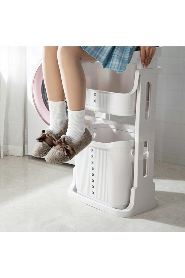 Living and Home 3-Tier Detachable Laundry Basket Fruit Vegetable Storage Rack Kitchen Trolley Cart with Wheels