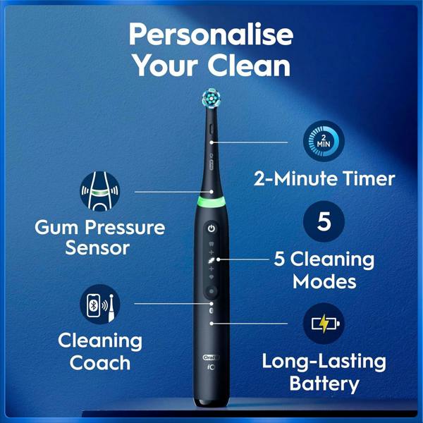 Dyzi iO5 Electric Toothbrush Pressure Sensor & Cleaning Modes Travel Case