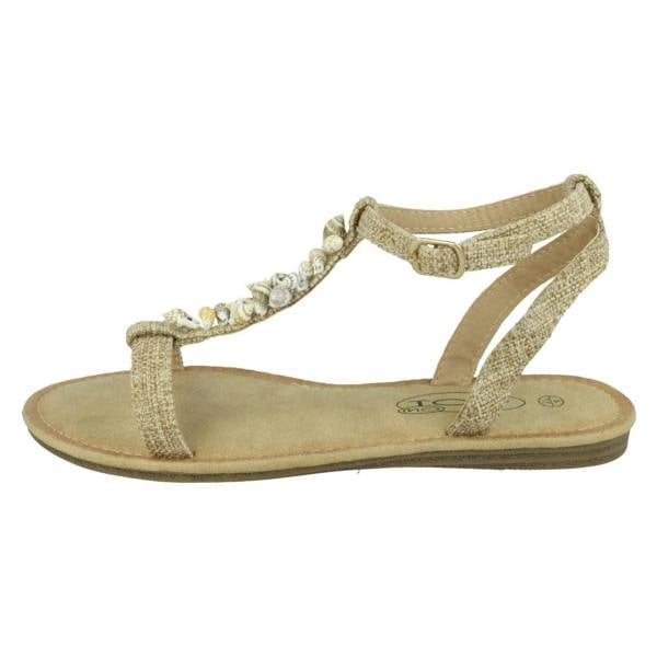 Spot On Ladies Spot On Shell T-Bar Sandals F00360