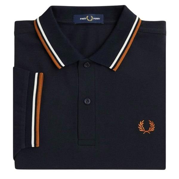 Fred Perry Mens Double Tipped Collar Polo Shirt - Navy - 