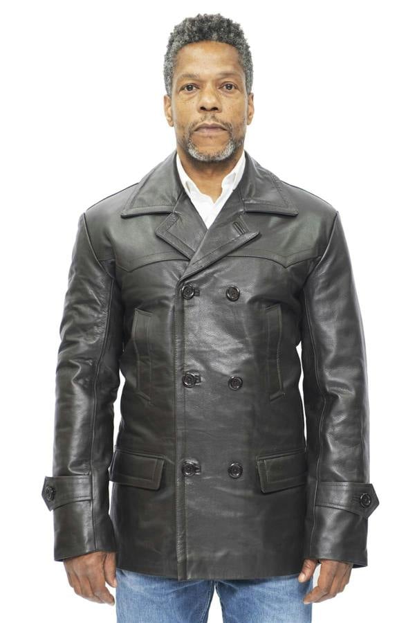 Infinity Leather Mens Cowhide Leather Peacoat-Krakaw