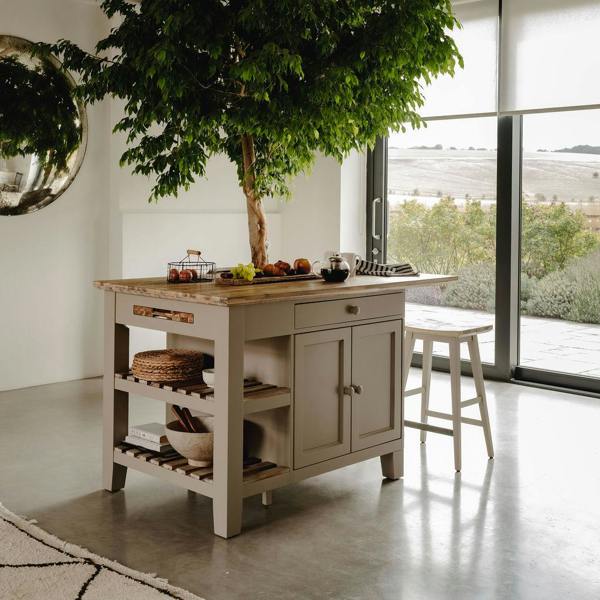 Statement Furniture Florence Kitchen Island with Cupboard and Shelves