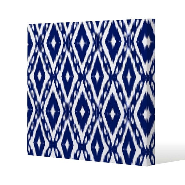 Benjamin Tate Design Tribal Art Ikat Ogee in traditional classic blue (Canvas Print)