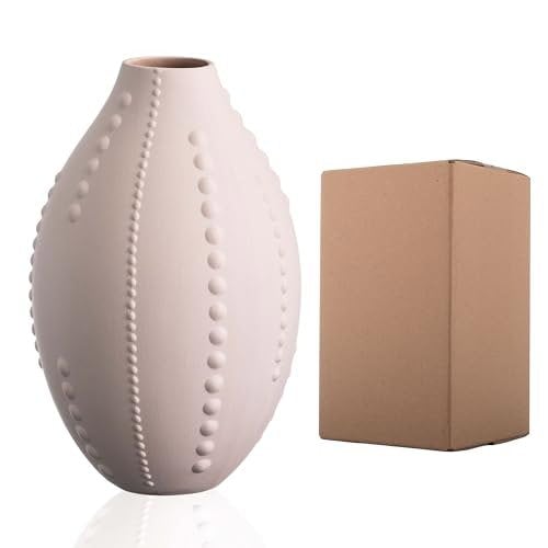 Diamante Matt Pink Smooth Earthenware Vase - 22cm