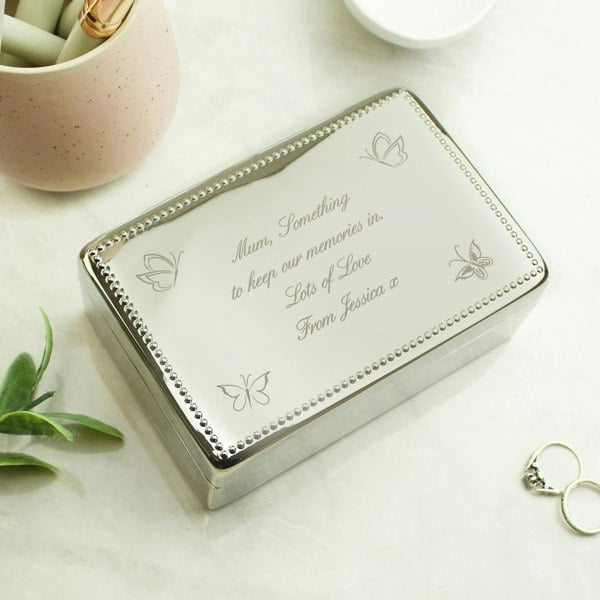 Personalised Memento Company Personalised Butterfly Rectangular Jewellery Box