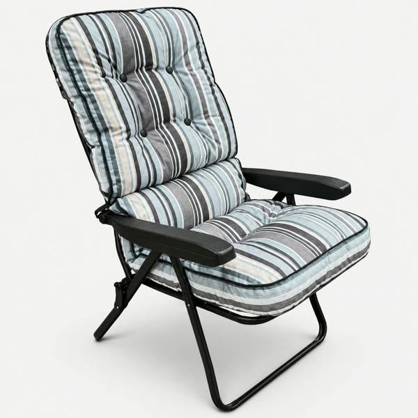 Deluxe Garden Recliner Chair with Cushion - Foldable Outdoor Lounger The Garden Furniture Shop