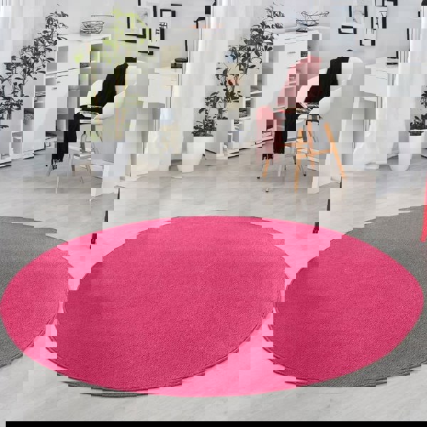 Modern Plain Pink Rug – Soft Short Pile