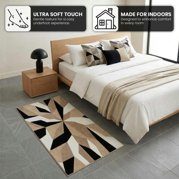 Smart Living Carved Rug Contemporary - Beige Black