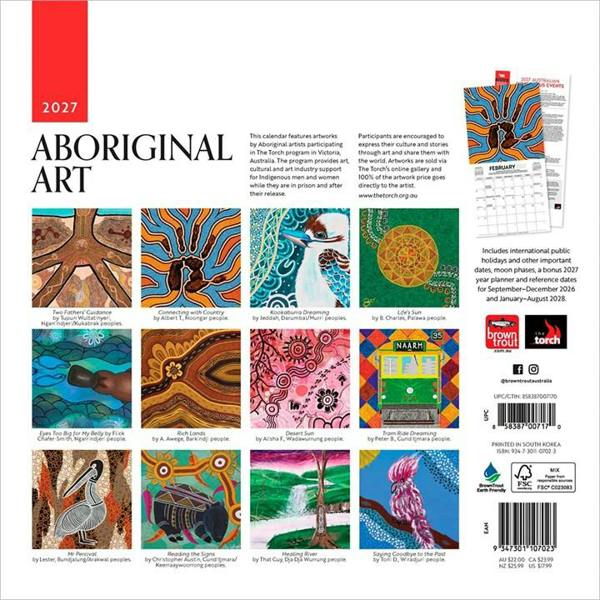 Aboriginal Art Calendar 2027, Wall Calendars, Month To View, Art, Gift