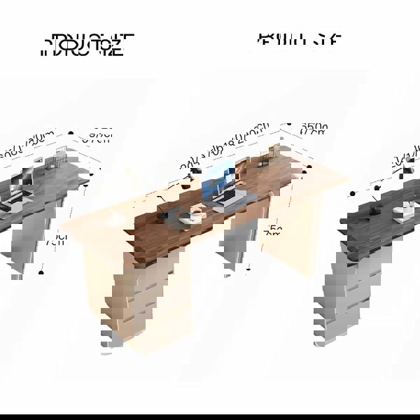 Ahn Office Desk With Storage, Walnut & Cream-Rit Concept-Rit Concept