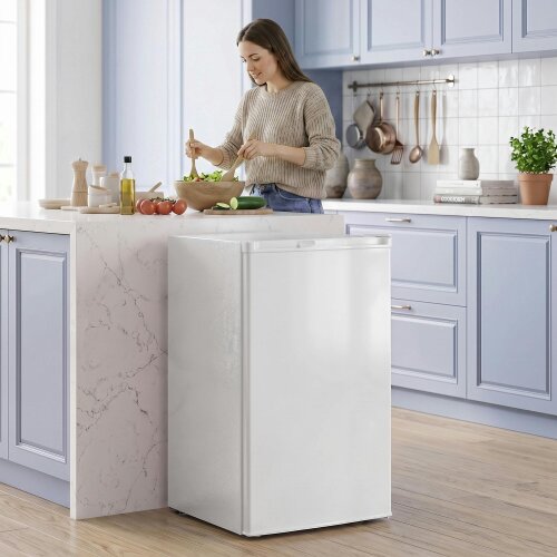 HOMCOM 85L Mini Freezer Countertop, Compact Upright Freezer, White