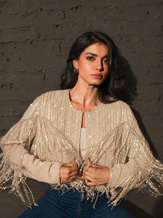 Rose & Nancy Scarlett Jacket Ivory and Soft Pearl