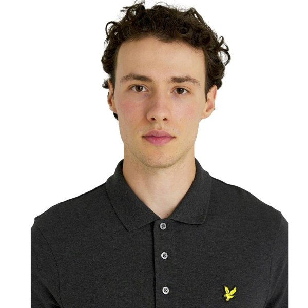 Lyle & Scott Branded Chest Logo Charcoal Marl Polo Shirt