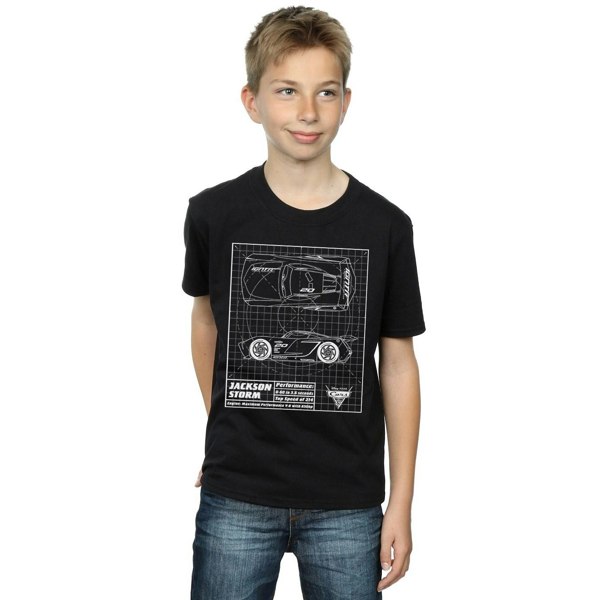 Disney Boys Cars Jackson Storm Blueprint T-Shirt - Black