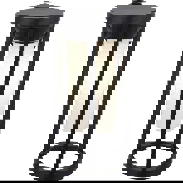 Non Automatic Outdoor Wall Light - Textured Black & White Polycarbonate Shade
