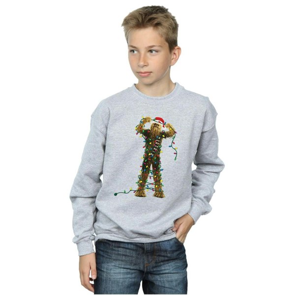 Star Wars Boys Chewbacca Christmas Lights Sweatshirt - Sports Grey