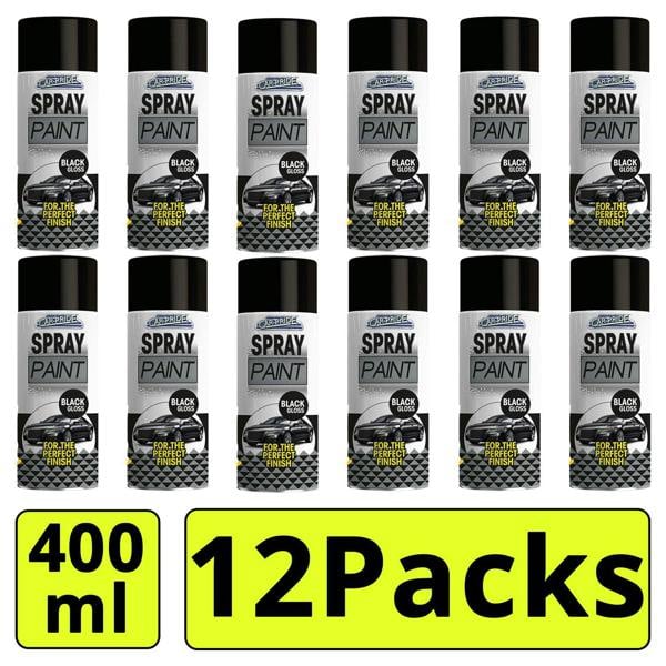Carpride 12X Gloss Black Car Spray Paint 400ml