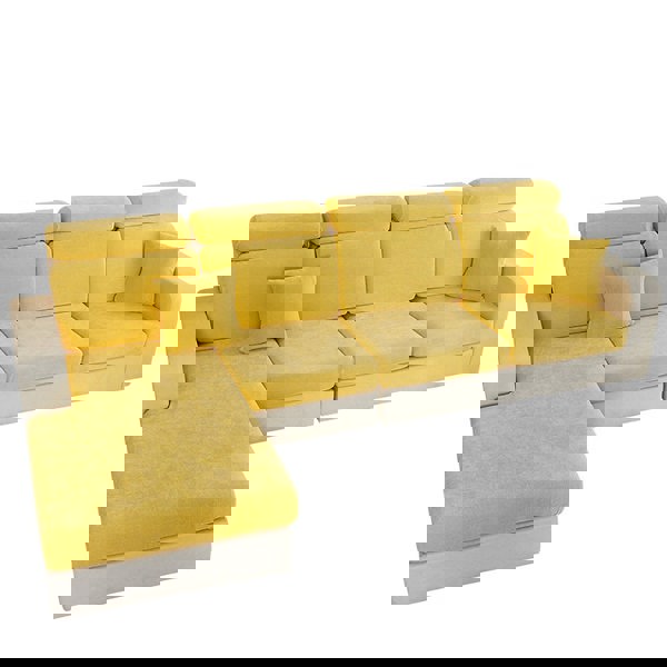 Anyhouz Anyseat Sofa Cover Pastel Yellow L-Shape Polyester Chenille Thick Stretchable Cushion For Living Room Plus Size Extra Large