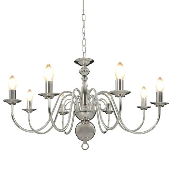 Berkfield Chandelier Silver 8 x E14 Bulbs