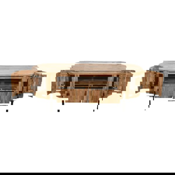 IH Design Niles Natural Solid Wood TV Cabinet With Metal Legs
