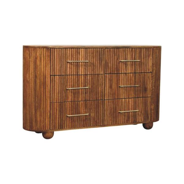 Artisan Furniture Solid Wood Ridgefront Chest – Amber Oak, 6 Drawers, Brown