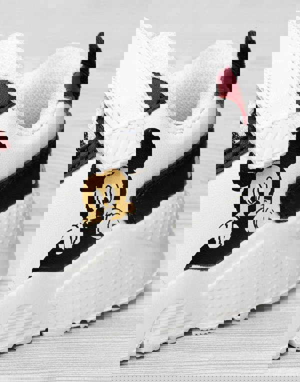 Disney Boys White Mickey Mouse Creeping Print Velcro Trainers