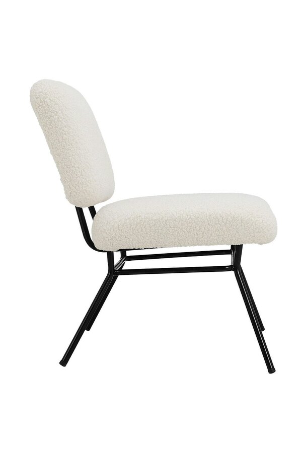Living and Home Netural Bouclé Metal Frame Occasional Armless Chair