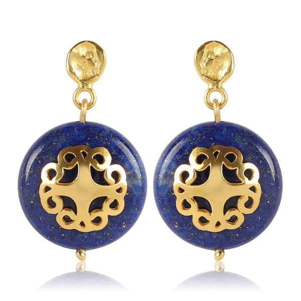 Lila Rasa Lapis Lazuli Earring with Filigree Melange