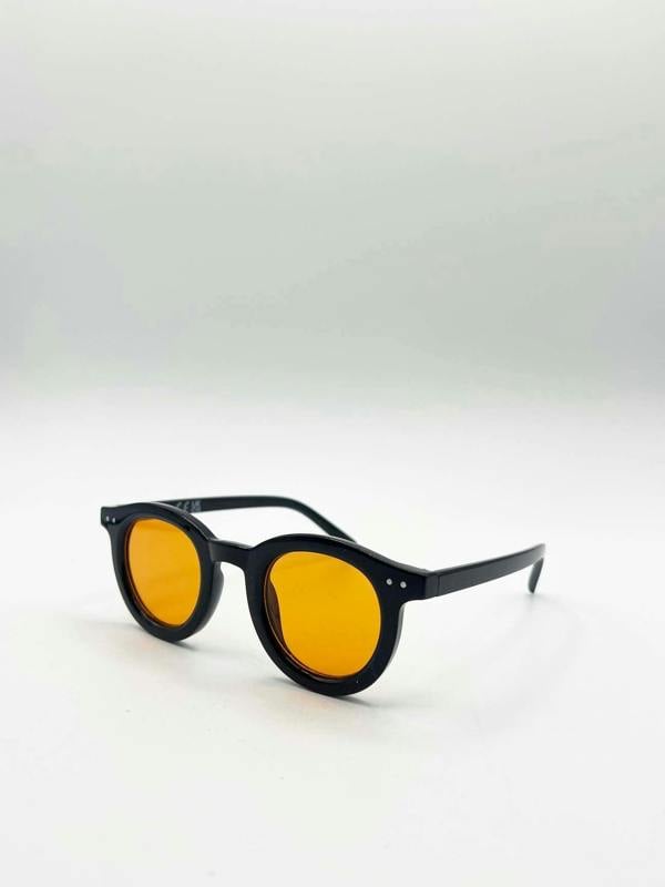 Bold Rounded Sunglasses in Black Orange - svnx