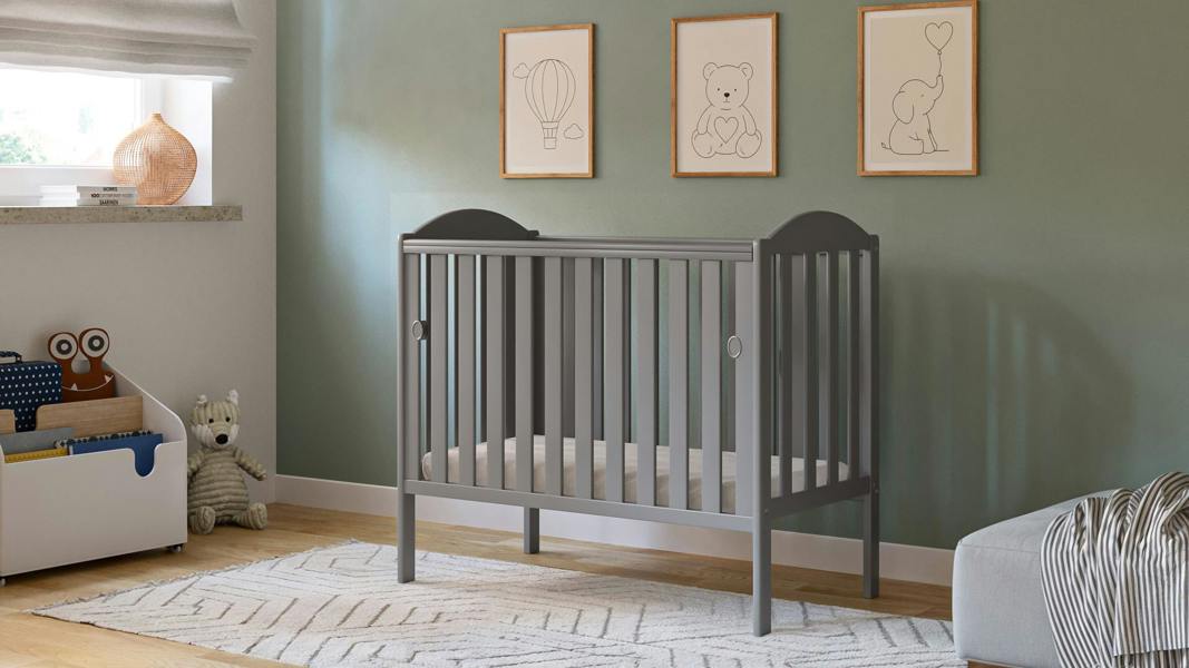 Viculii Waffi Space Saver Cot Grey with Bamboo Mattress